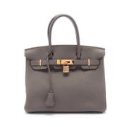 Pre-owned Leather handbags Hermès Vintage , Gray , Dames