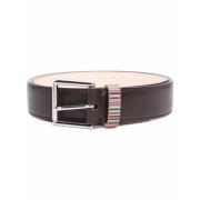 Gestreepte leren riem met gespsluiting Paul Smith , Brown , Heren