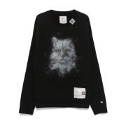 Trui met kattenprint en ronde hals Maison Margiela , Black , Heren