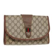 Pre-owned Leather clutches Gucci Vintage , Beige , Dames