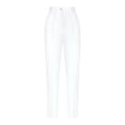 Hoge Taille Gabardine Broek Dolce & Gabbana , White , Dames