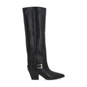 Zwarte Leren Laarzen Paris Texas , Black , Dames