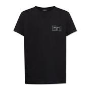 T-shirt met logopatch Balmain , Black , Heren