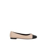 Roze Leren Ballerina Platte Schoenen Tory Burch , Beige , Dames