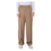 Elegante Wollen Broek met Verstelbare Zoom Seafarer , Beige , Heren