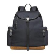 Nylon rugzak met leren details Bally , Blue , Heren