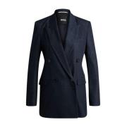 Blauwe Dubbel-Borst Jas Boss Black , Blue , Dames