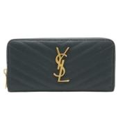 Pre-owned Leather wallets Yves Saint Laurent Vintage , Gray , Dames