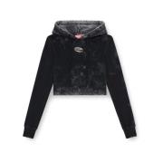 Vervaagde Jersey Hoodie met Ovaal Logo Diesel , Black , Dames