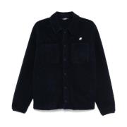 Blauwe Shearling Shirt met Zakken K-Way , Blue , Heren