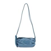 Gerimpelde leren crossbody tas met logo Jil Sander , Blue , Dames