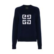 Logo Sweater in Navy Blue Givenchy , Blue , Heren