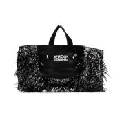 Zwarte nylon tote tas met franje Undercover , Black , Dames