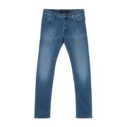 Skinny Cut Denim Jeans Hand Picked , Blue , Heren