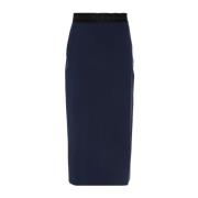 Blauwe Wollen Blend Slub Rok Msgm , Blue , Dames