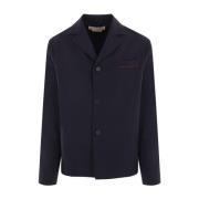 Blauwe Wol Single-Breasted Jas Marni , Blue , Heren