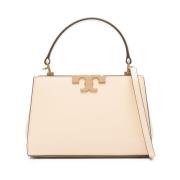 Geborstelde leren handtas met antiek goud hardware Tory Burch , Beige ...