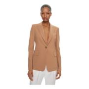 Bruine Blazer Jas Stretch Stof Pinko , Brown , Dames