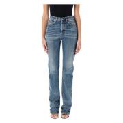 Blauwe High Waist Slim Jeans Saint Laurent , Blue , Dames