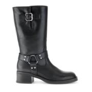 Zwarte Leren Mid Boots Gabor , Black , Dames