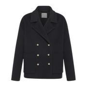 Kasjmier Peacoat met Zakken en Metalen Knopen Forte Forte , Black , Da...