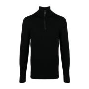 Zwarte Sweater met Geborduurd Logo Calvin Klein , Black , Heren