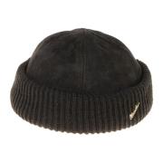 Gebreide Beanie met Gewatteerde Voering Borsalino , Black , Heren