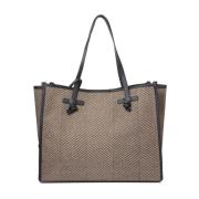 Visgraat Shopper met Leren Accenten Gianni Chiarini , Beige , Dames