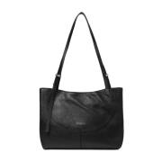 Zwarte Leren Schoudertas Gianni Chiarini , Black , Dames