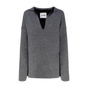 Grijze Wol Zeeman Hals Gebreide Trui Jil Sander , Gray , Dames