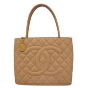 Pre-owned Leather chanel-bags Chanel Vintage , Beige , Dames