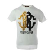 T-shirt met logo-print Roberto Cavalli , White , Heren