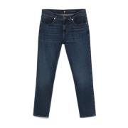 Slim Fit Indigo Blauwe Denim Jeans 7 For All Mankind , Blue , Heren