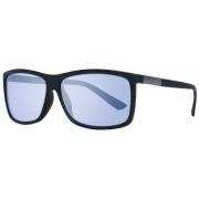 Zwarte Heren Zonnebril Rechthoekige Verlooplens Guess , Blue , Heren