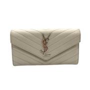 Pre-owned Leather wallets Yves Saint Laurent Vintage , White , Dames