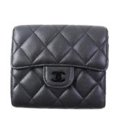 Pre-owned Leather wallets Chanel Vintage , Black , Dames