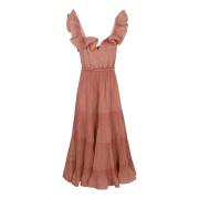 Geplooide Midi Jurk Zimmermann , Pink , Dames