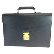 Pre-owned Leather briefcases Louis Vuitton Vintage , Black , Heren