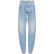 Blauwe Gewassen Denim Jeans met Nieten Details Maison Margiela , Blue ...