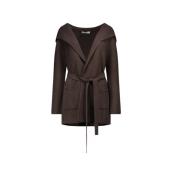 Bruine Wollen Jas met Capuchon Max Mara , Brown , Dames