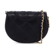 Mini Crossbody Tas van Diamantpatroon Leer Tory Burch , Black , Dames