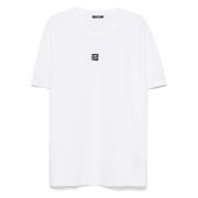 Wit PB Logo Geborduurd T-Shirt Balmain , White , Heren