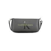 Zwarte polyethyleen schoudertas met contrastdetails Calvin Klein , Bla...