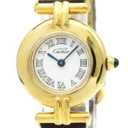 Pre-owned Leather watches Cartier Vintage , White , Dames