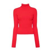 Rode Ribgebreide Rolhals Sweater Staud , Red , Dames