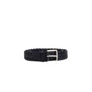 Blauwe Geweven Leren Riem Orciani , Black , Heren