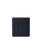 Navy Leren Portemonnee Bottega Veneta , Blue , Heren