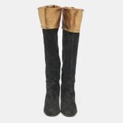 Pre-owned Suede boots Chanel Vintage , Black , Dames