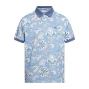 Katoenen poloshirt met decoratief patroon Etro , Blue , Heren