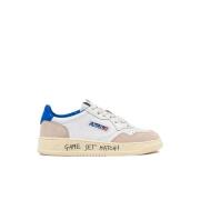 Witte leren sneakers met blauwe hiel Autry , White , Heren